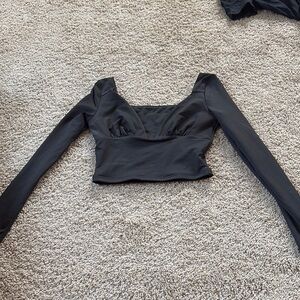 Elegant Black Long Sleeve Women's Top